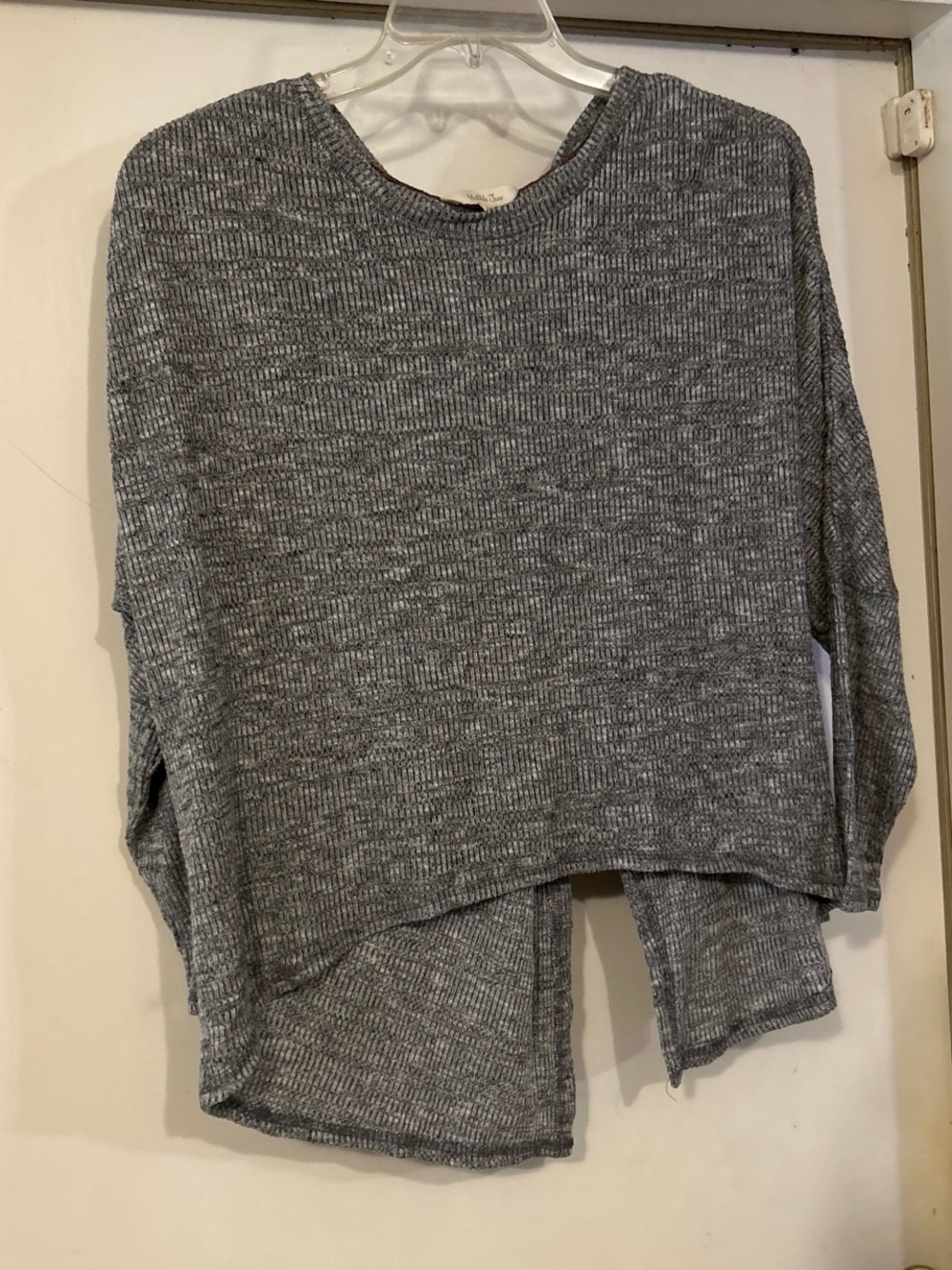 Matilda Jane Heathered Gray Scoop Neck Ribbed Pullover